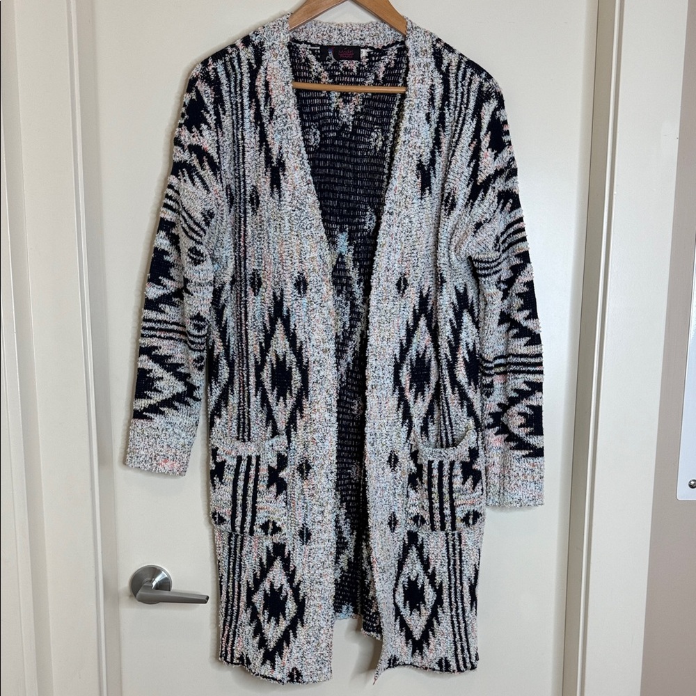 Stylish Geometric Knit Cardigan Multi Color